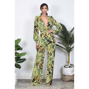 Long sleeve jumpsuit (green)-Medium